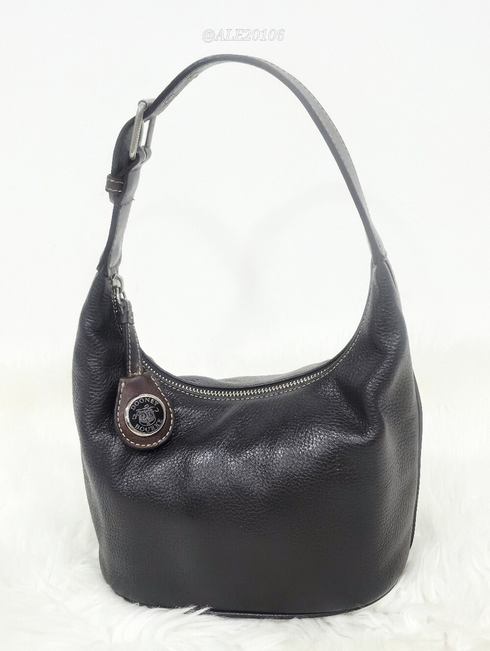 Dooney & Bourke Dark Brown Leather Hobo Shoulder Bag Pebbled Leather Purse